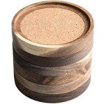 Set of 6 Rustic Acacia Wood Drink Coasters