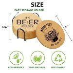 Beer Cork Coaster Set with Holder - 6 Pieces