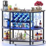 Zarler LED Bar Cart with Power Outlet & Storage
