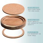 Set of 6 Rustic Acacia Wood Drink Coasters