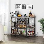 Zarler LED Bar Cart with Power Outlet & Storage