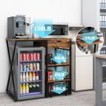 PUNCIA Coffee Bar Cabinet with Mini Fridge Space