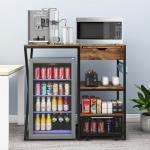PUNCIA Coffee Bar Cabinet with Mini Fridge Space
