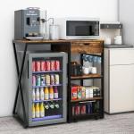 PUNCIA Coffee Bar Cabinet with Mini Fridge Space