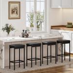 Set of 2 Black Bar Stools for Man Cave