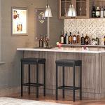 Set of 2 Black Bar Stools for Man Cave