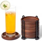 Wooden Coaster Set with Holder for Man Cave