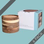Set of 6 Rustic Acacia Wood Drink Coasters