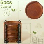 Wooden Coaster Set with Holder for Man Cave