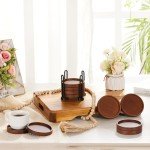 Wooden Coaster Set with Holder for Man Cave