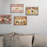 Funny Vintage Bar Rules Tin Signs - 4 Pack
