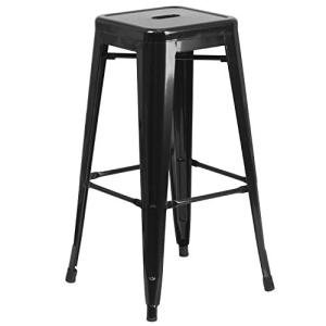 Black Metal Backless Barstool for Indoor/Outdoor Use