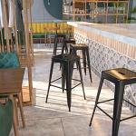 Black Metal Backless Barstool for Indoor/Outdoor Use
