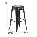 Black Metal Backless Barstool for Indoor/Outdoor Use