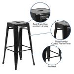 Black Metal Backless Barstool for Indoor/Outdoor Use