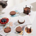 Wooden Coaster Set with Holder for Man Cave