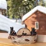 Rustic Bear Coasters Set in Handmade Canoe