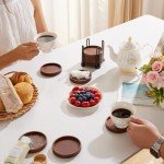 Wooden Coaster Set with Holder for Man Cave