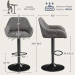 Grey PU Leather Swivel Bar Stools Set of 2
