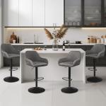 Grey PU Leather Swivel Bar Stools Set of 2