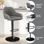 Grey PU Leather Swivel Bar Stools Set of 2