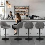 Grey PU Leather Swivel Bar Stools Set of 2