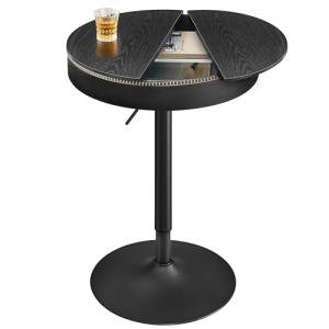 Height Adjustable Round Bar Table with Storage