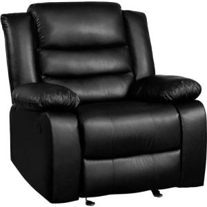 Oversized Rocker Recliner Chair - Comfy Faux Leather