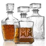 Whiskey Decanter Set – 3 Unique Glass Bottles