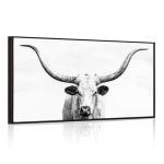 Longhorn Cow Canvas Art for Man Cave Decor