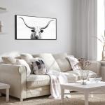Longhorn Cow Canvas Art for Man Cave Decor