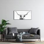 Longhorn Cow Canvas Art for Man Cave Decor