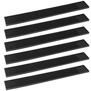 6 Pack Black Rubber Bar Mats for Easy Cleanup