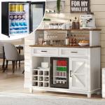 Rustic Coffee Bar Cabinet with Mini Fridge
