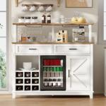 Rustic Coffee Bar Cabinet with Mini Fridge