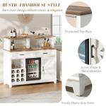 Rustic Coffee Bar Cabinet with Mini Fridge