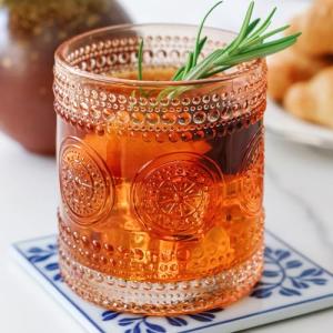 Rose Gold Floral Drinking Glasses Set of 6