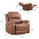 CANMOV Classic Leather Recliner with Cup Holders