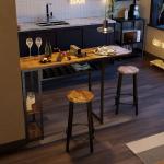 Expandable Bar Table Set with Stools and Wine Rack