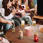 Bamboo Lid Glasses Set with Straws – 4pcs