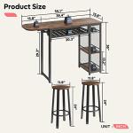 Expandable Bar Table Set with Stools and Wine Rack
