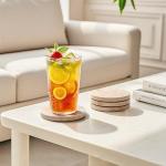 Natural Stone Coaster Set - Round Marble Drink Protectors