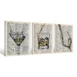 Whiskey and Wine Retro Wall Art Set of 3