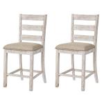 Antique White Upholstered Barstools - Set of 2