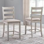Antique White Upholstered Barstools - Set of 2