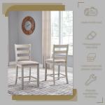 Antique White Upholstered Barstools - Set of 2