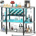 4-Tier Metal Coffee Bar Cabinet with LED Light