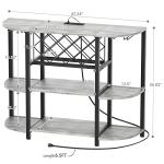 4-Tier Metal Coffee Bar Cabinet with LED Light