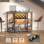 4-Tier Metal Coffee Bar Cabinet with LED Light