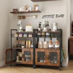 Rustic 3-Tier Coffee Bar Cart on Wheels